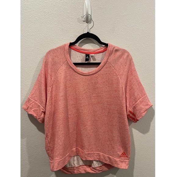ADIDAS Salmon Short Sleeved Sweatshirt - Picture 2 of 5